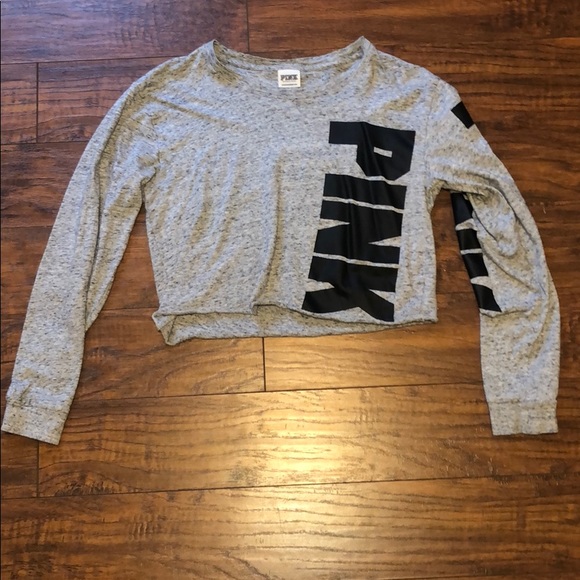 PINK Victoria's Secret Tops - Cute Gray Long Sleeve Crop Top From Pink